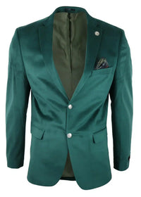 Blazer masculino de veludo, com 2 botões, para jantar, casual elegante, corte sob medida - Verde