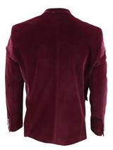 Blazer masculino de veludo com 2 botões, corte elegante e casual, ideal para jantares formais e ocasiões especiais - Vinho