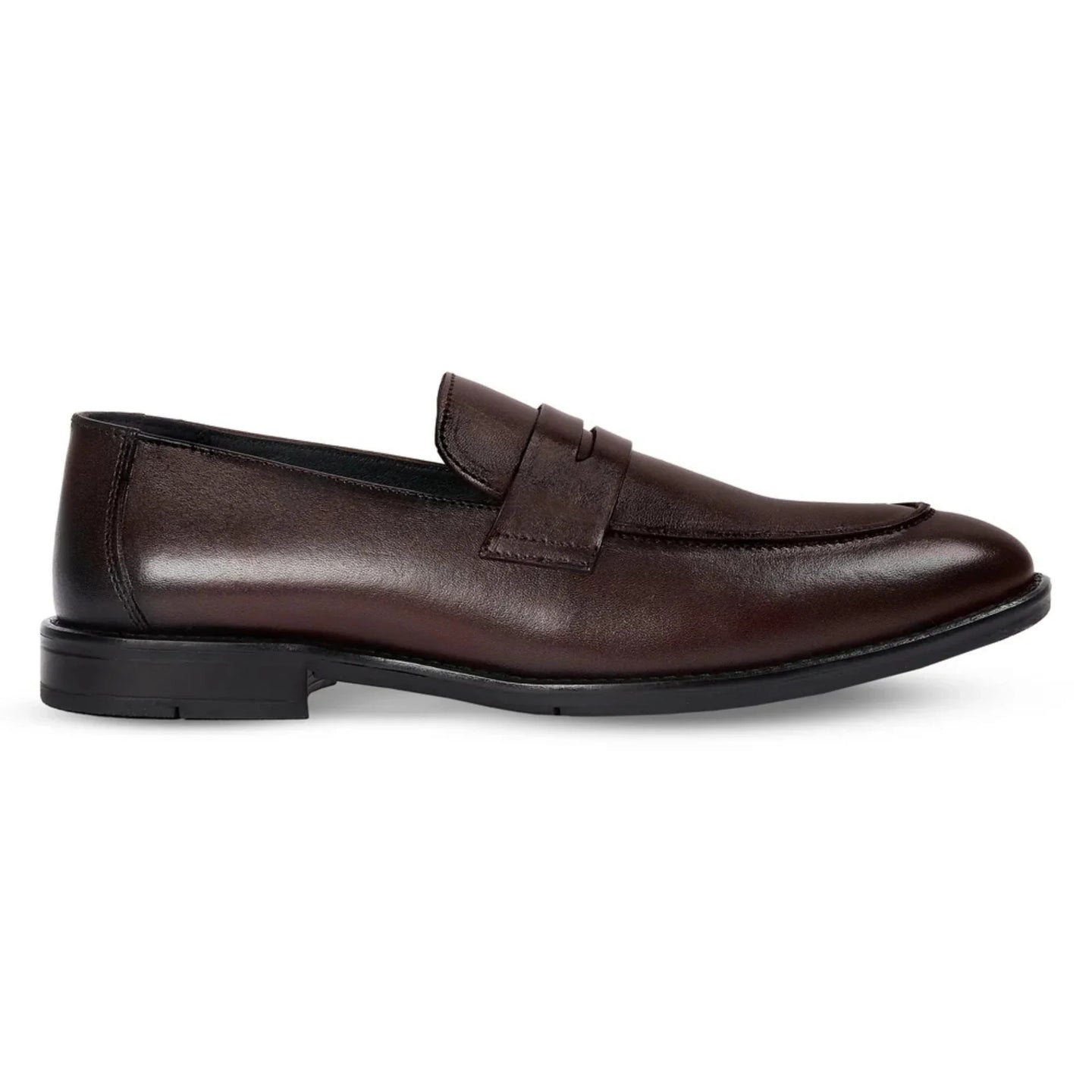 Ted - Mocassins Penny Clássicos Masculinos em Couro Marrom com Bico Mocassim