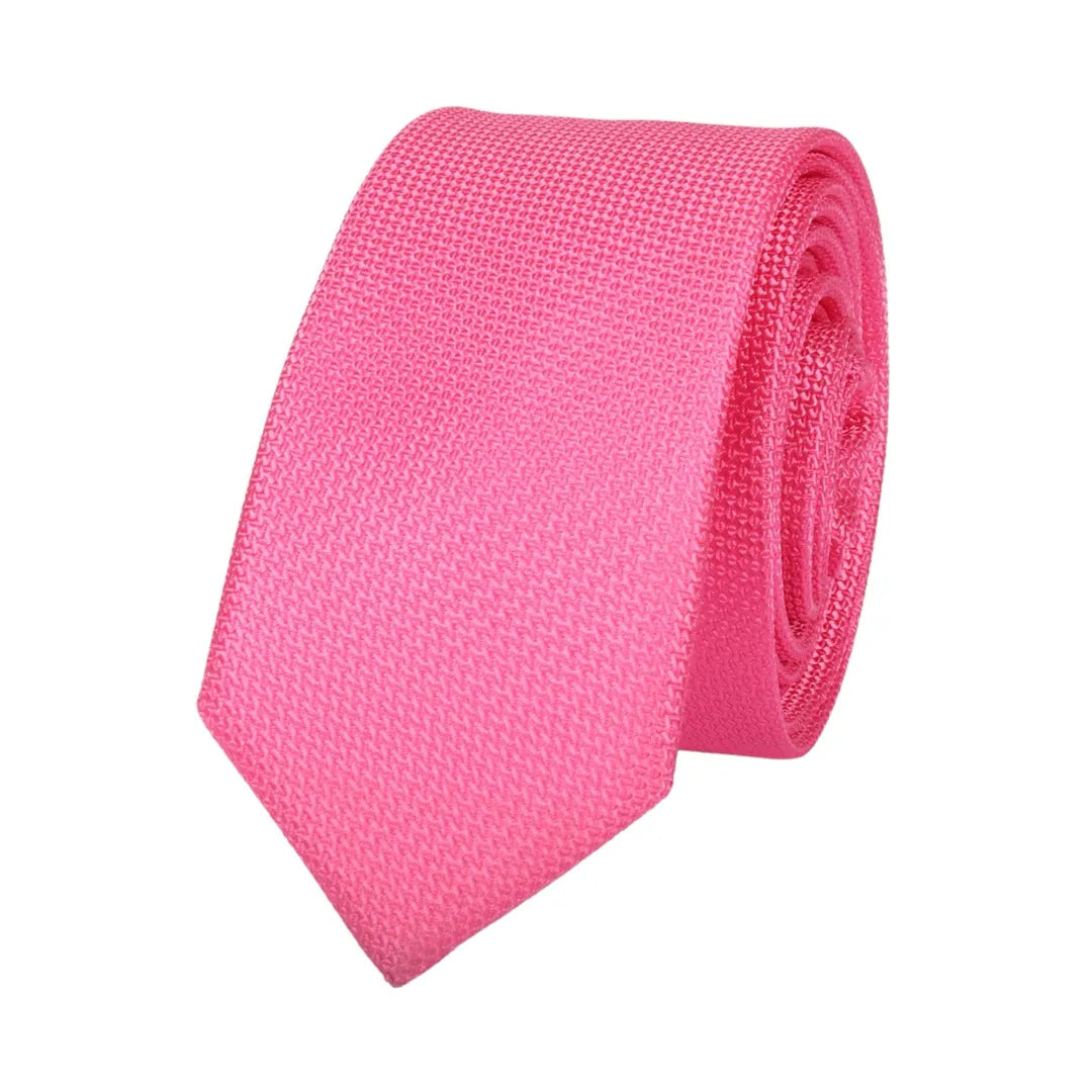 Conjunto de gravata e lenço de bolso masculino formal, cor sólida - fúcsia