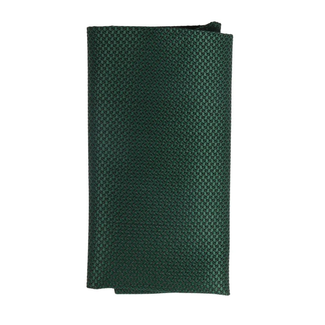 Conjunto de gravata e lenço de bolso masculino formal, cor verde.