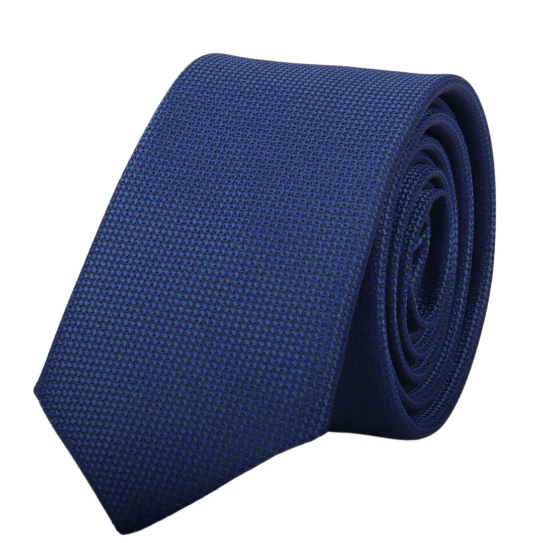 Conjunto de gravata e lenço de bolso masculino formal liso - Azul Marinho