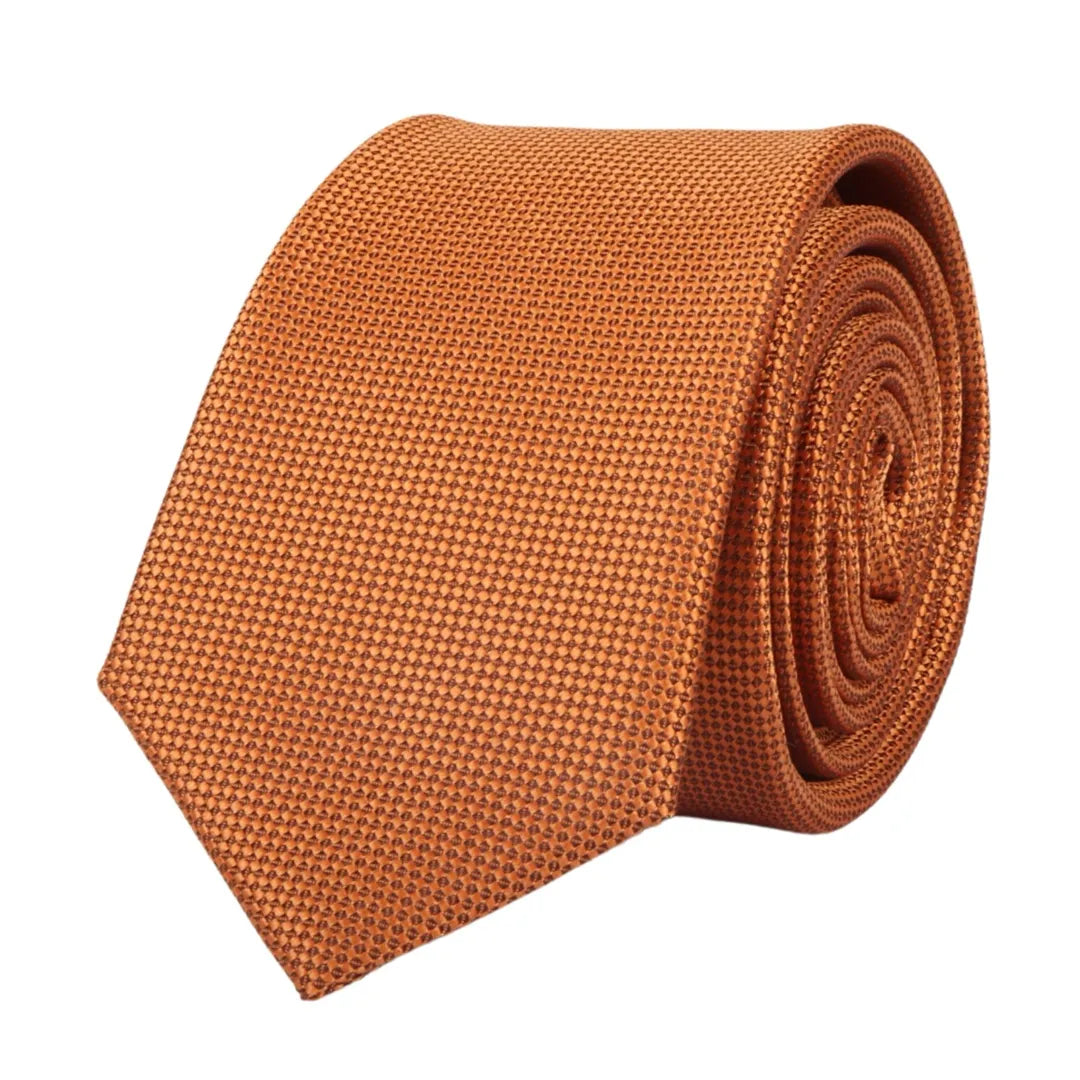 Conjunto de gravata e lenço de bolso masculino formal, cor ferrugem.