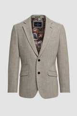 Thomas - Blazer masculino clássico cinza em tweed espinha de peixe