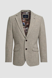 Thomas - Blazer masculino clássico cinza em tweed espinha de peixe