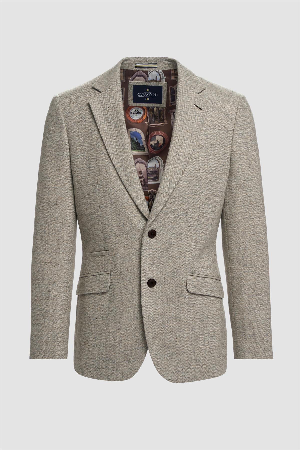Thomas - Blazer masculino clássico cinza em tweed espinha de peixe