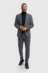 Thomas - Blazer masculino clássico em tweed espinha de peixe azul-marinho