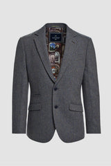 Thomas - Blazer masculino clássico em tweed espinha de peixe azul-marinho