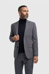 Thomas - Blazer masculino clássico em tweed espinha de peixe azul-marinho