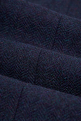 Thomas - Calças masculinas em tweed espinha de peixe em mistura de lã azul-marinho