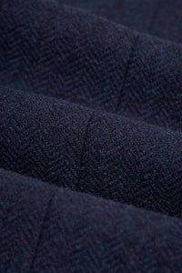 Thomas - Calças masculinas em tweed espinha de peixe em mistura de lã azul-marinho