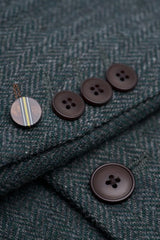 Thomas - Blazer masculino clássico em tweed espinha de peixe verde-oliva