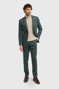 Thomas - Blazer masculino clássico em tweed espinha de peixe verde-oliva