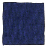 Gravata e lenço de bolso masculinos em tweed azul, estilo clássico britânico, em lã espinha de peixe.