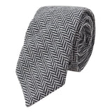 Gravata e lenço de bolso masculinos em tweed cinza, estilo clássico britânico, em lã espinha de peixe.