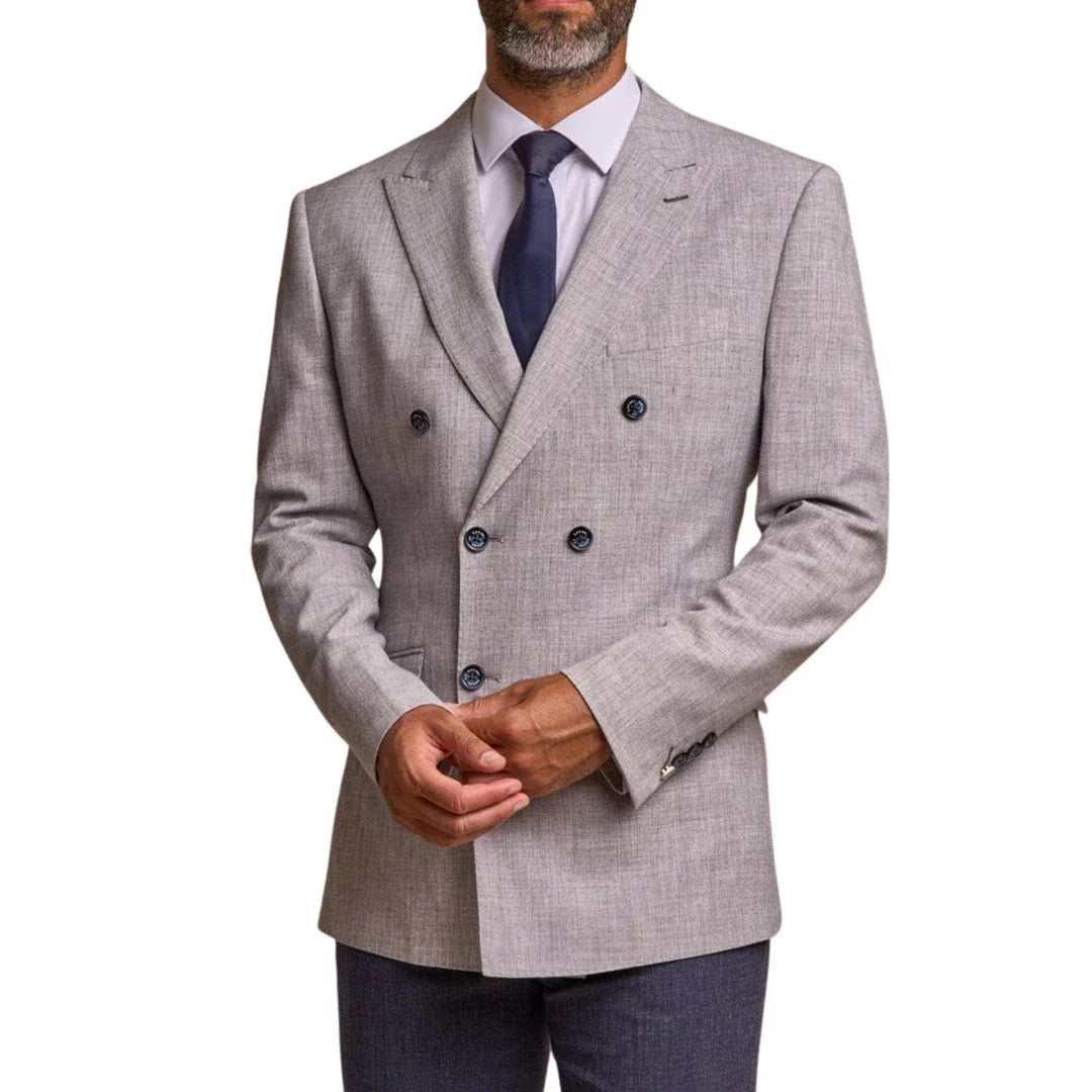 Tóquio - Blazer masculino cinza de abotoamento duplo