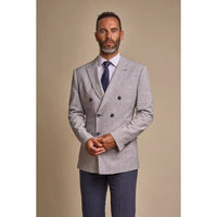 Tóquio - Blazer masculino cinza de abotoamento duplo