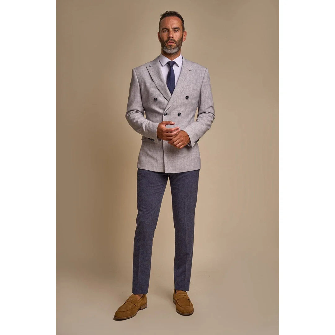 Tóquio - Blazer masculino cinza de abotoamento duplo
