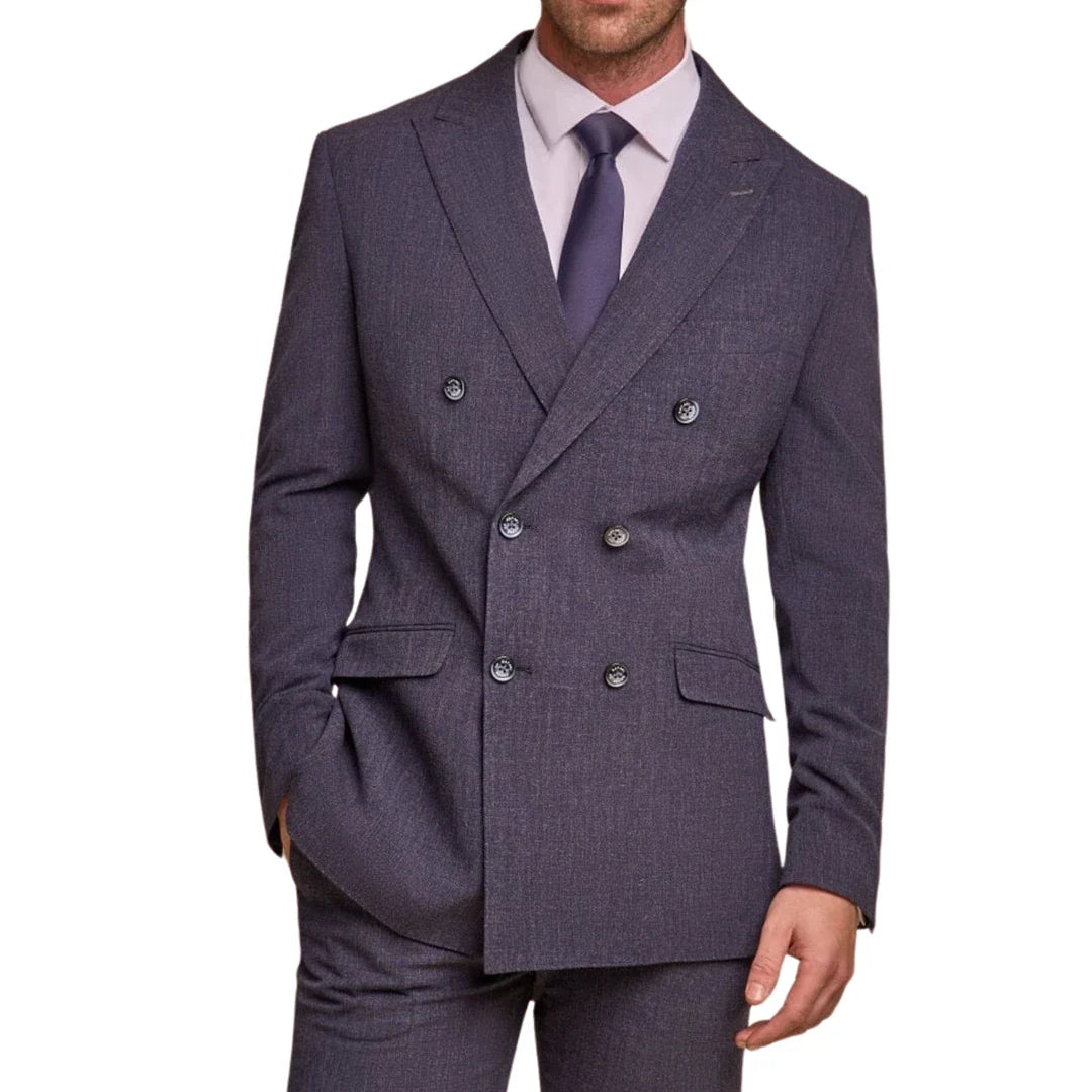 Tóquio - Blazer masculino azul-marinho de abotoamento duplo