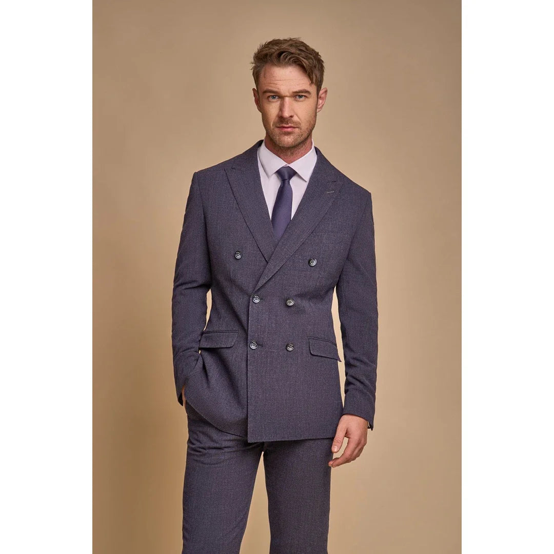 Tóquio - Blazer masculino azul-marinho de abotoamento duplo