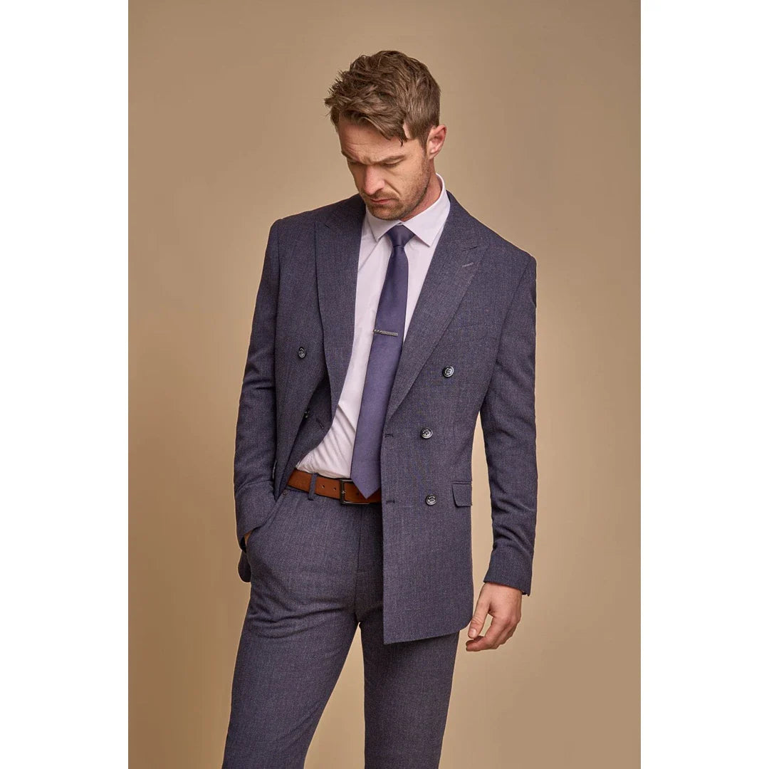 Tóquio - Blazer masculino azul-marinho de abotoamento duplo