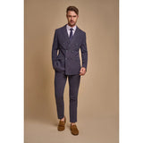Tóquio - Blazer masculino azul-marinho de abotoamento duplo