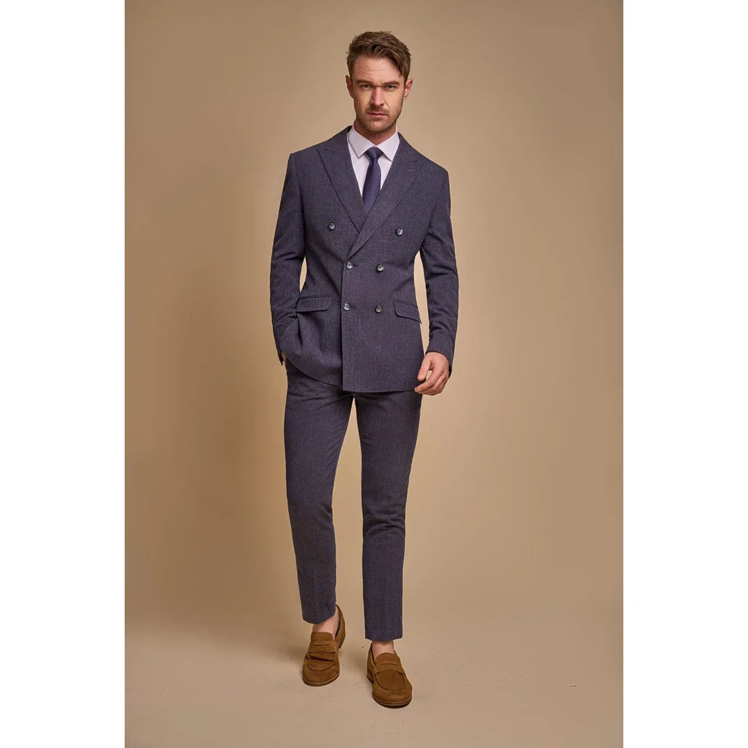 Tóquio - Blazer masculino azul-marinho de abotoamento duplo