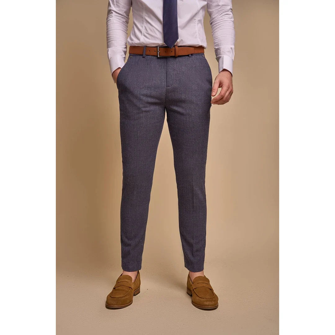 Tóquio - Terno masculino azul-marinho de duas peças com abotoamento duplo