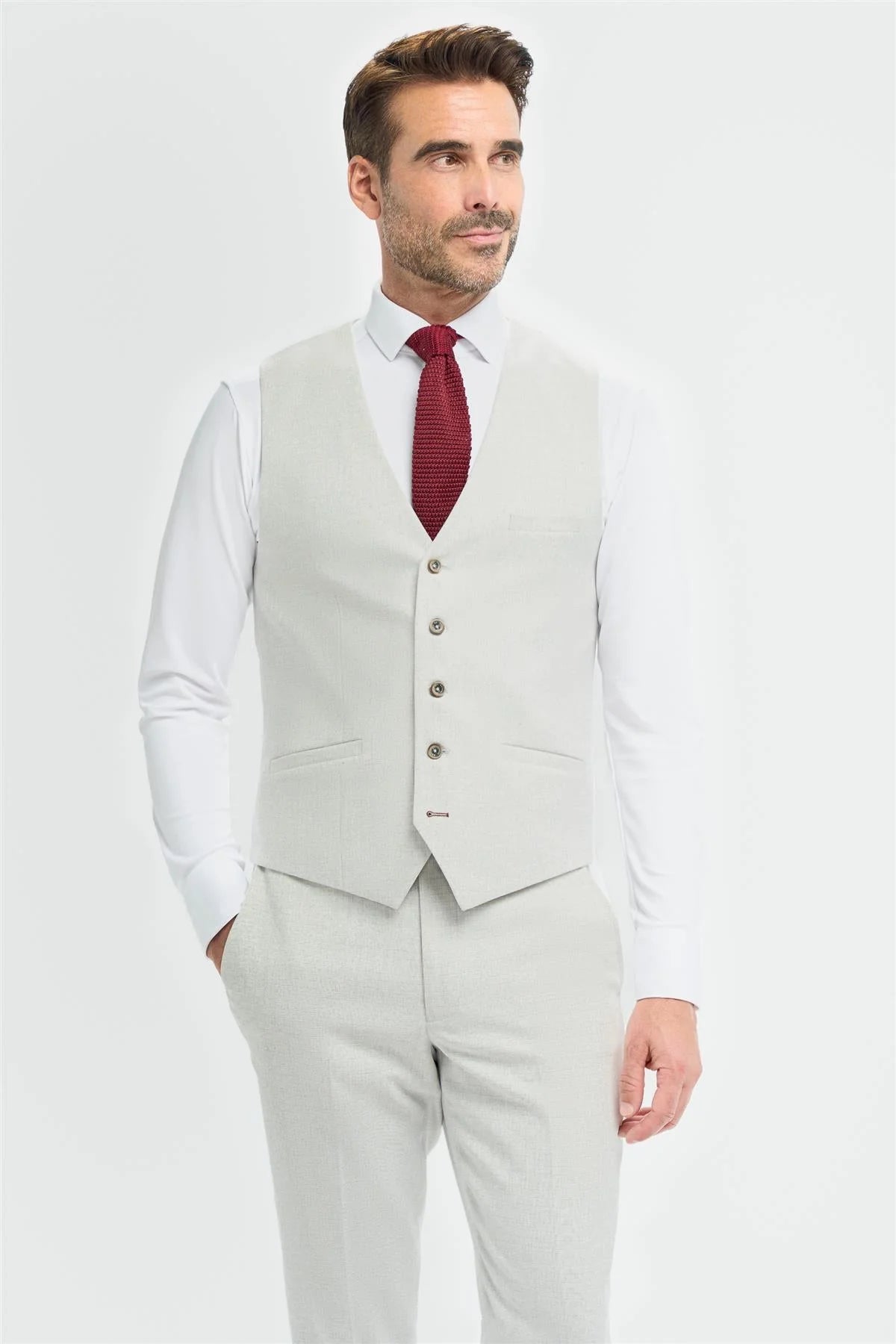 Tropez - Terno masculino cinza de 3 peças com corte sob medida