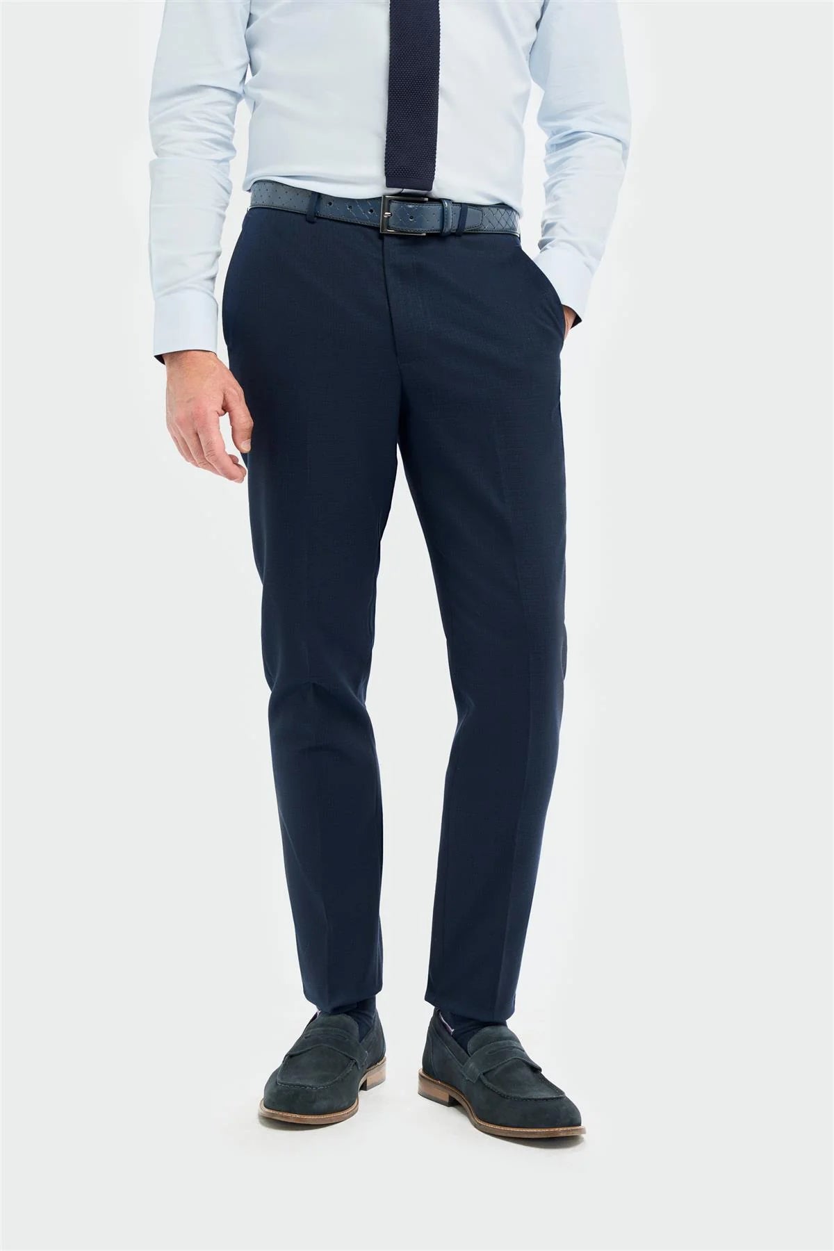 Tropez - Terno masculino de 3 peças azul-marinho com corte sob medida