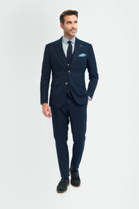 Tropez - Terno masculino de 3 peças azul-marinho com corte sob medida