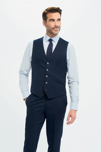 Tropez - Terno masculino de 3 peças azul-marinho com corte sob medida