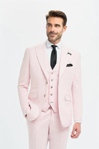 Tropez - Terno masculino rosa de 3 peças com corte sob medida