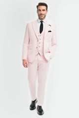 Tropez - Terno masculino rosa de 3 peças com corte sob medida