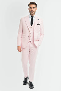Tropez - Terno masculino rosa de 3 peças com corte sob medida