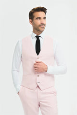 Tropez - Terno masculino rosa de 3 peças com corte sob medida