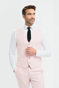 Tropez - Terno masculino rosa de 3 peças com corte sob medida
