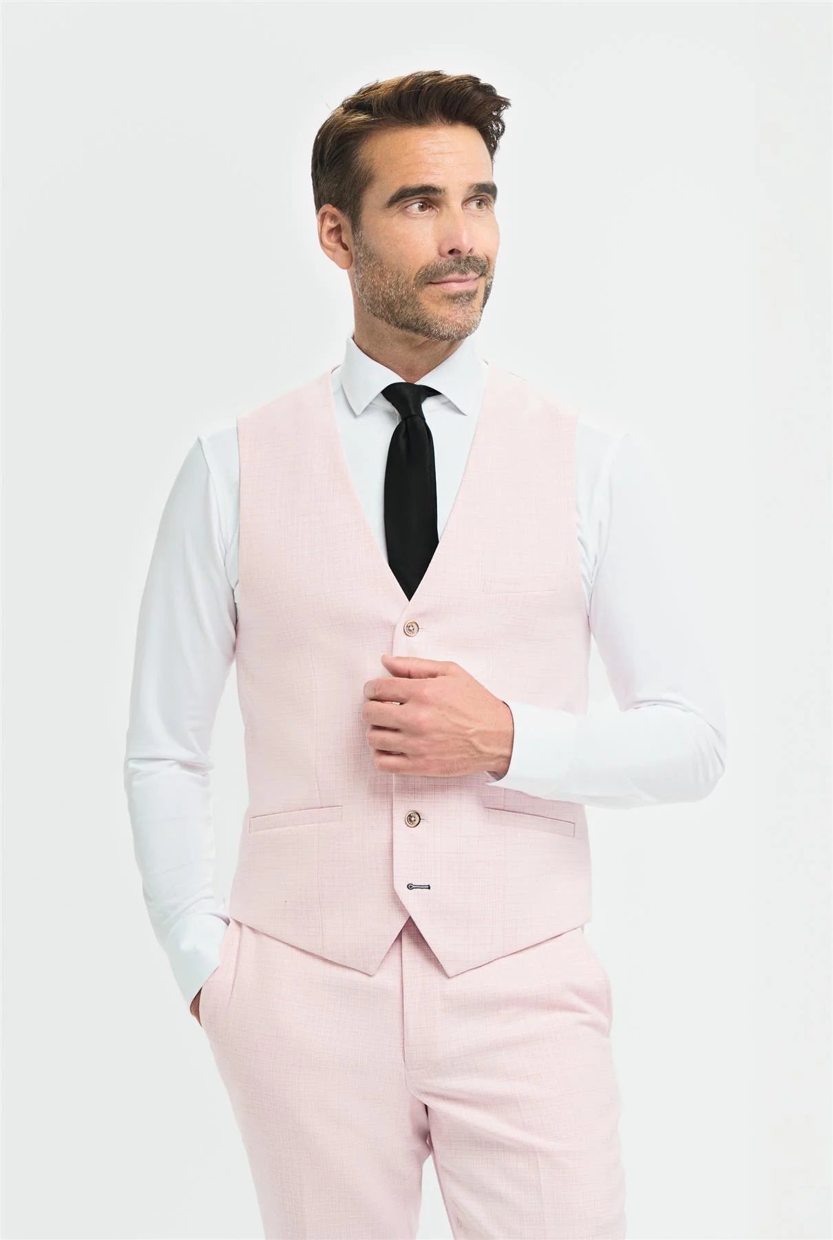 Tropez - Terno masculino rosa de 3 peças com corte sob medida