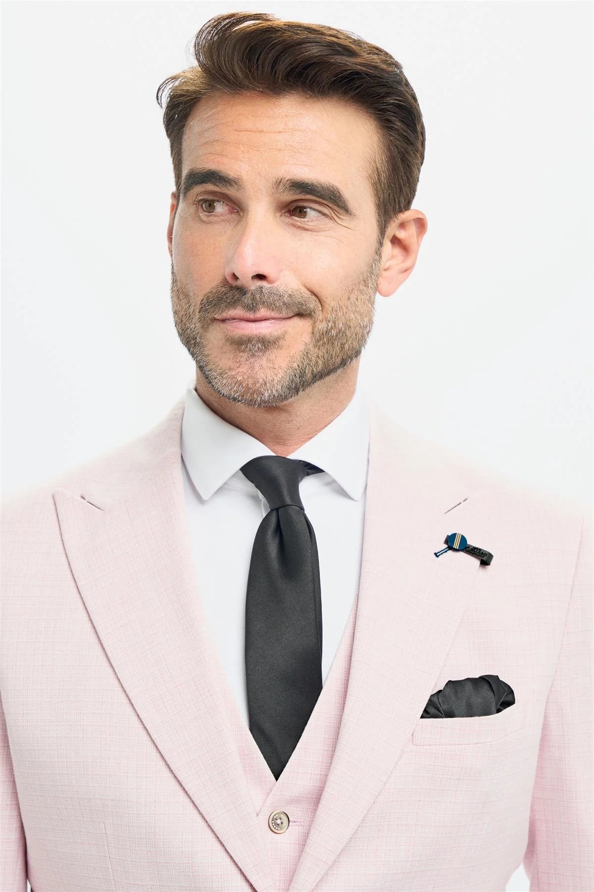 Tropez - Terno masculino rosa de 3 peças com corte sob medida