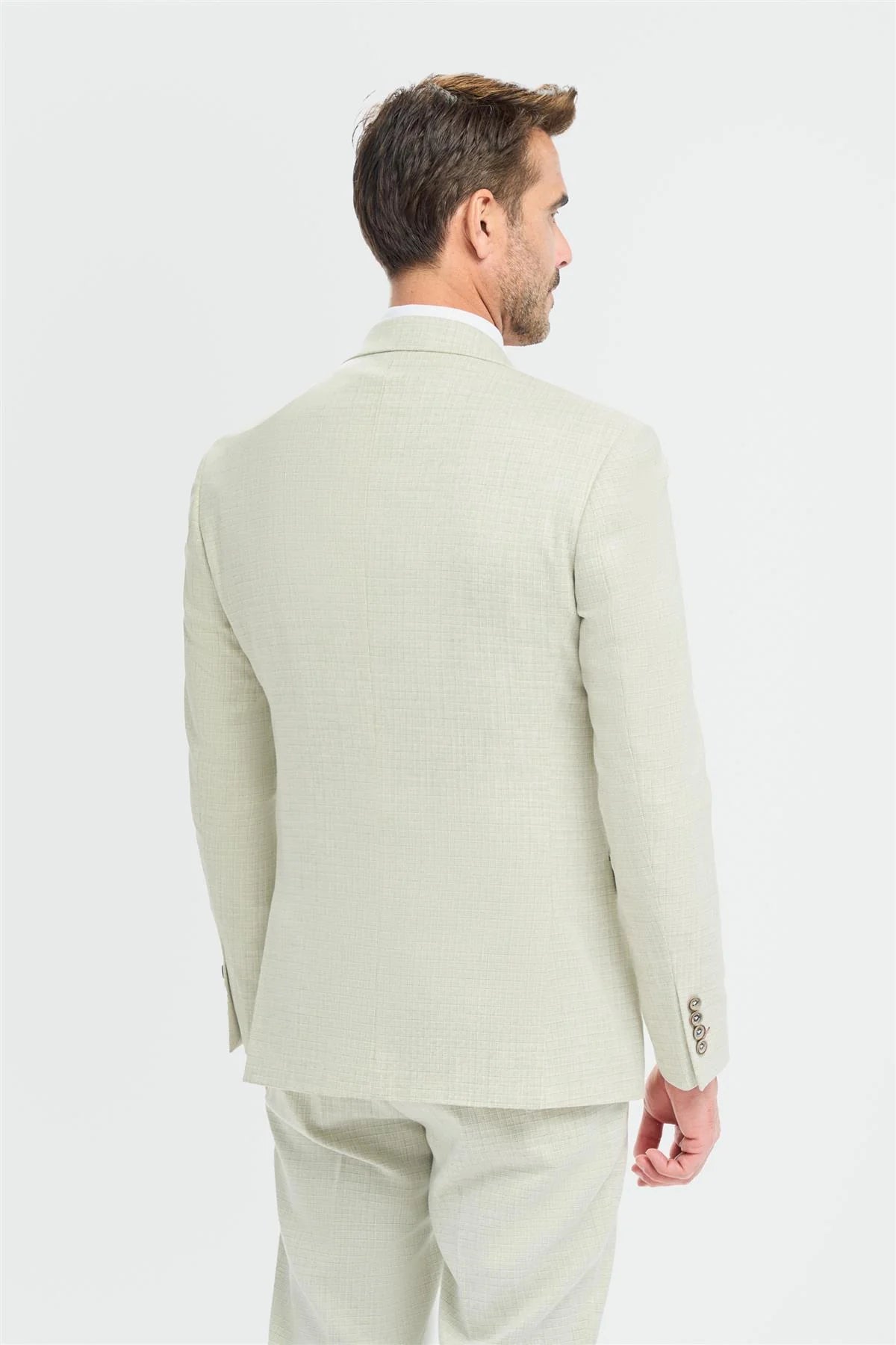 Tropez - Terno masculino de 3 peças verde sálvia com corte sob medida