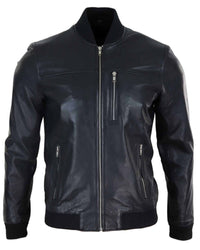 Jaqueta Bomber Masculina de Couro Preta