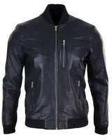 Jaqueta Bomber Masculina de Couro Preta
