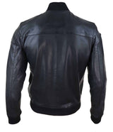 Jaqueta Bomber Masculina de Couro Preta