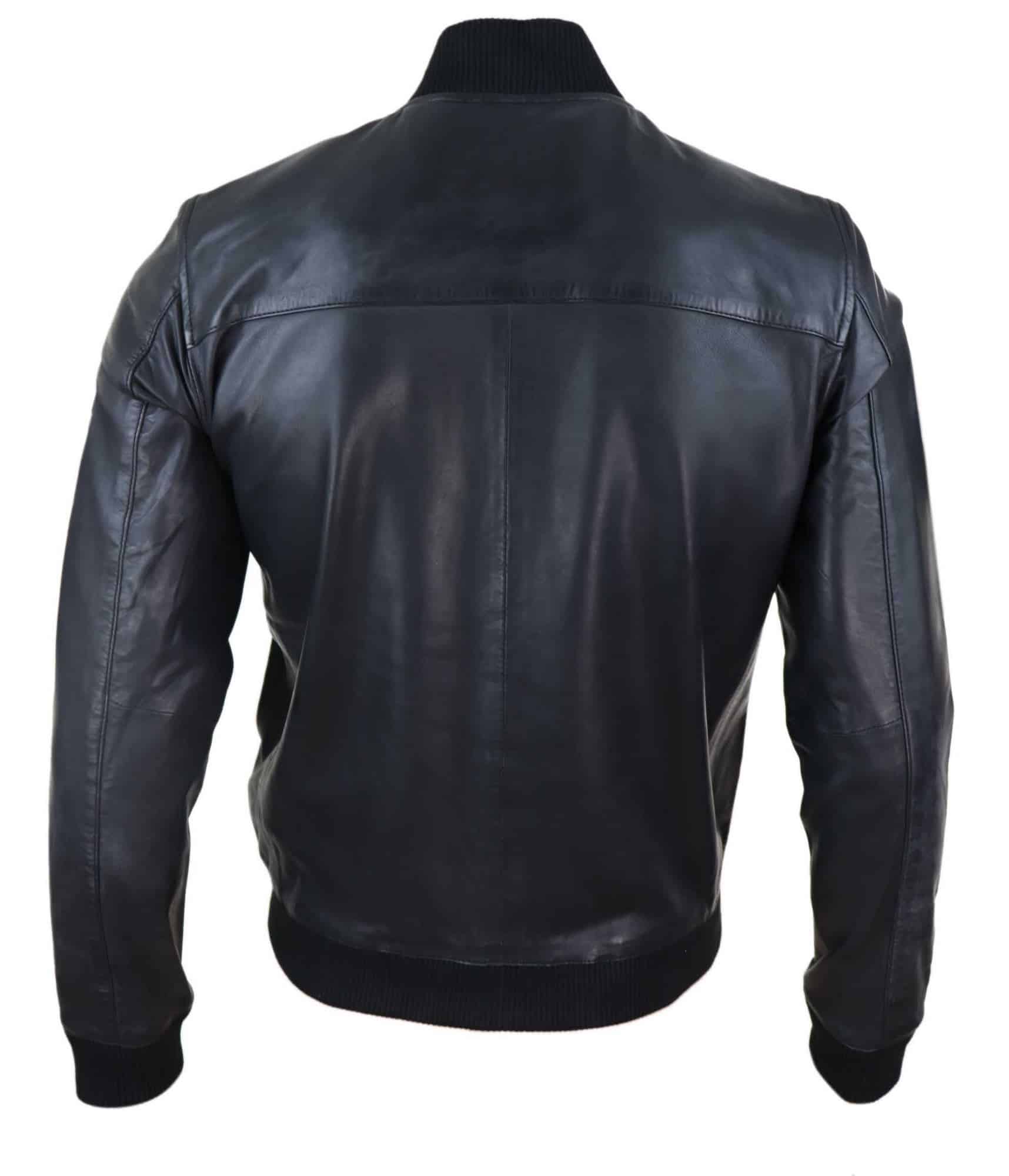 Jaqueta Bomber Masculina de Couro Preta