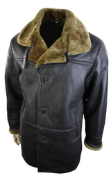 Jaqueta masculina 3/4 marrom estilo duffle em pele de carneiro legítima, cor marrom clássico gengibre