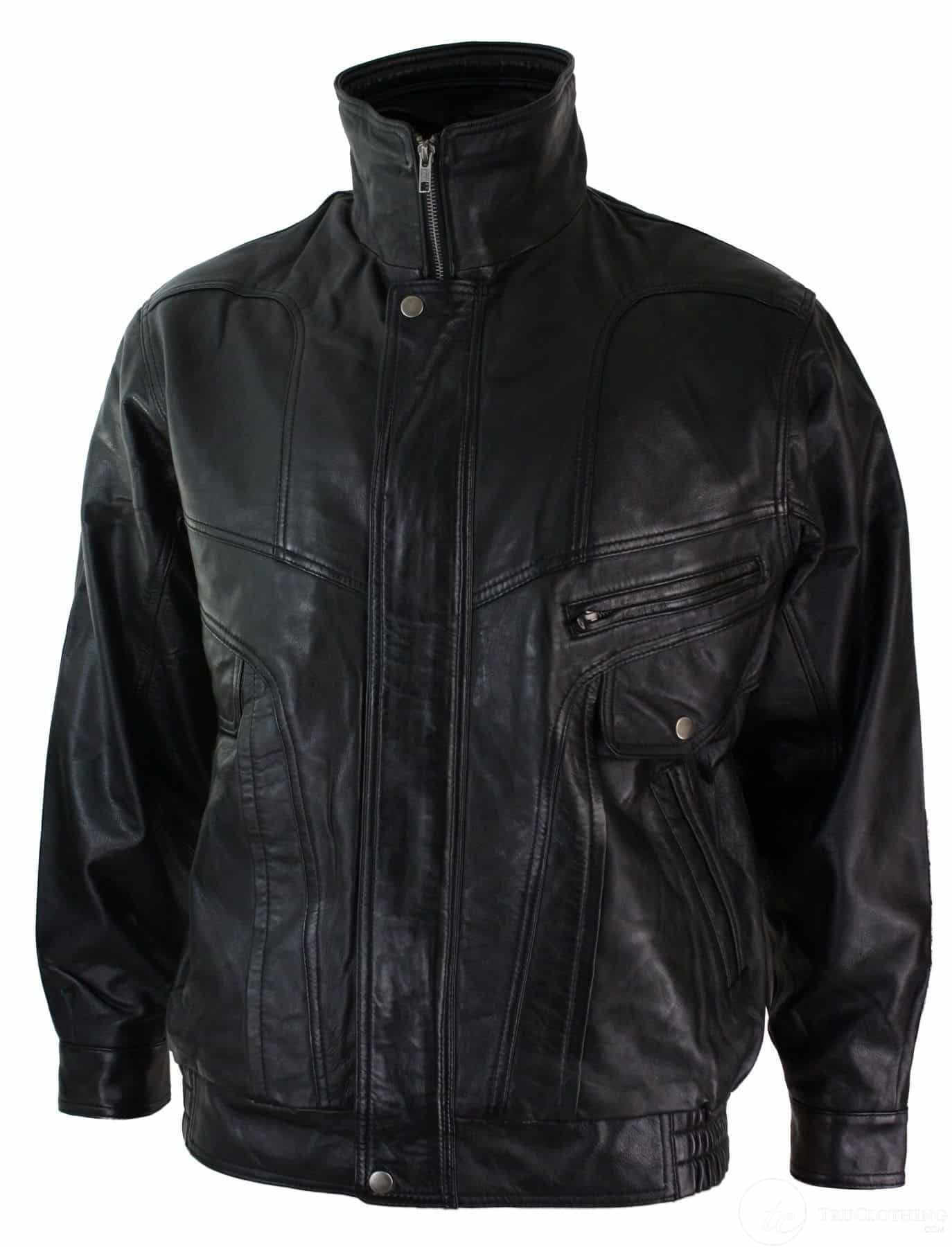 Jaqueta Bomber Clássica Masculina em Couro Legítimo Marrom Lavado e Nobuck Preto