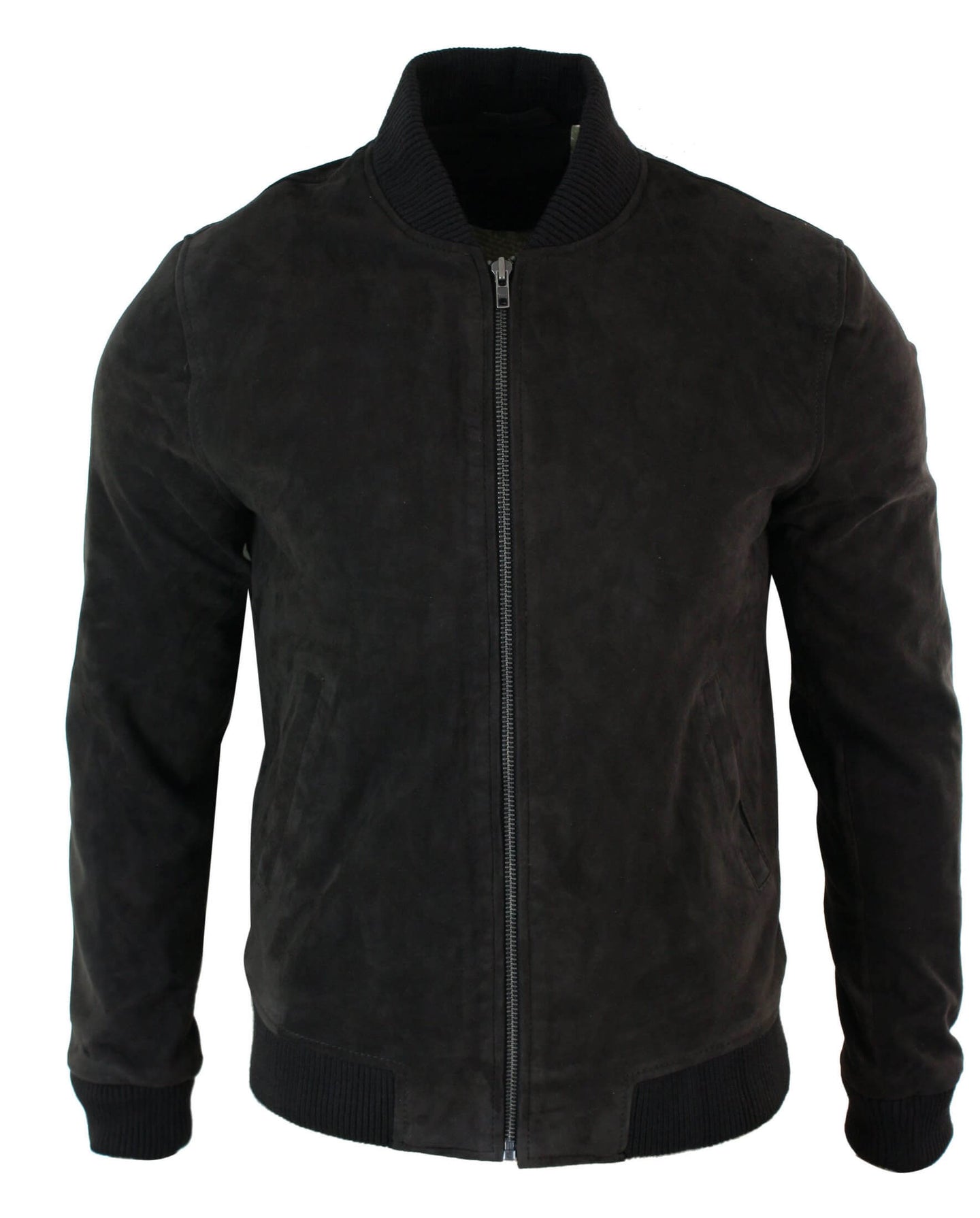 Jaqueta Bomber Masculina Universitária em Couro Camurça Legítimo, Estilo Clássico Retrô Vintage - Marrom