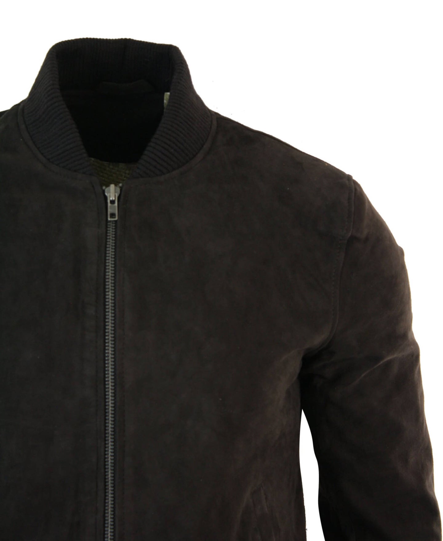 Jaqueta Bomber Masculina Universitária em Couro Camurça Legítimo, Estilo Clássico Retrô Vintage - Marrom