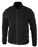 Jaqueta Bomber Masculina Universitária em Couro Camurça Legítimo, Estilo Clássico Retrô Vintage - Marrom