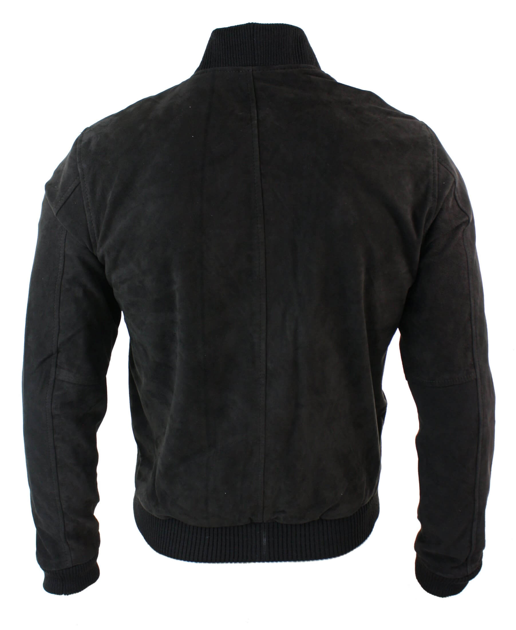 Jaqueta Bomber Masculina Universitária em Couro Camurça Legítimo, Estilo Clássico Retrô Vintage - Marrom
